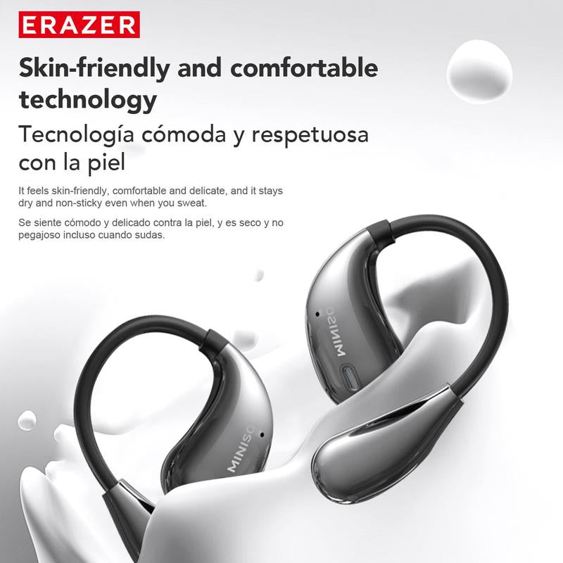 MINISO Wireless Open-Ear Earbuds – IPX5 Waterproof, Long-Range Connection, with Charging Case for Clear Audio
