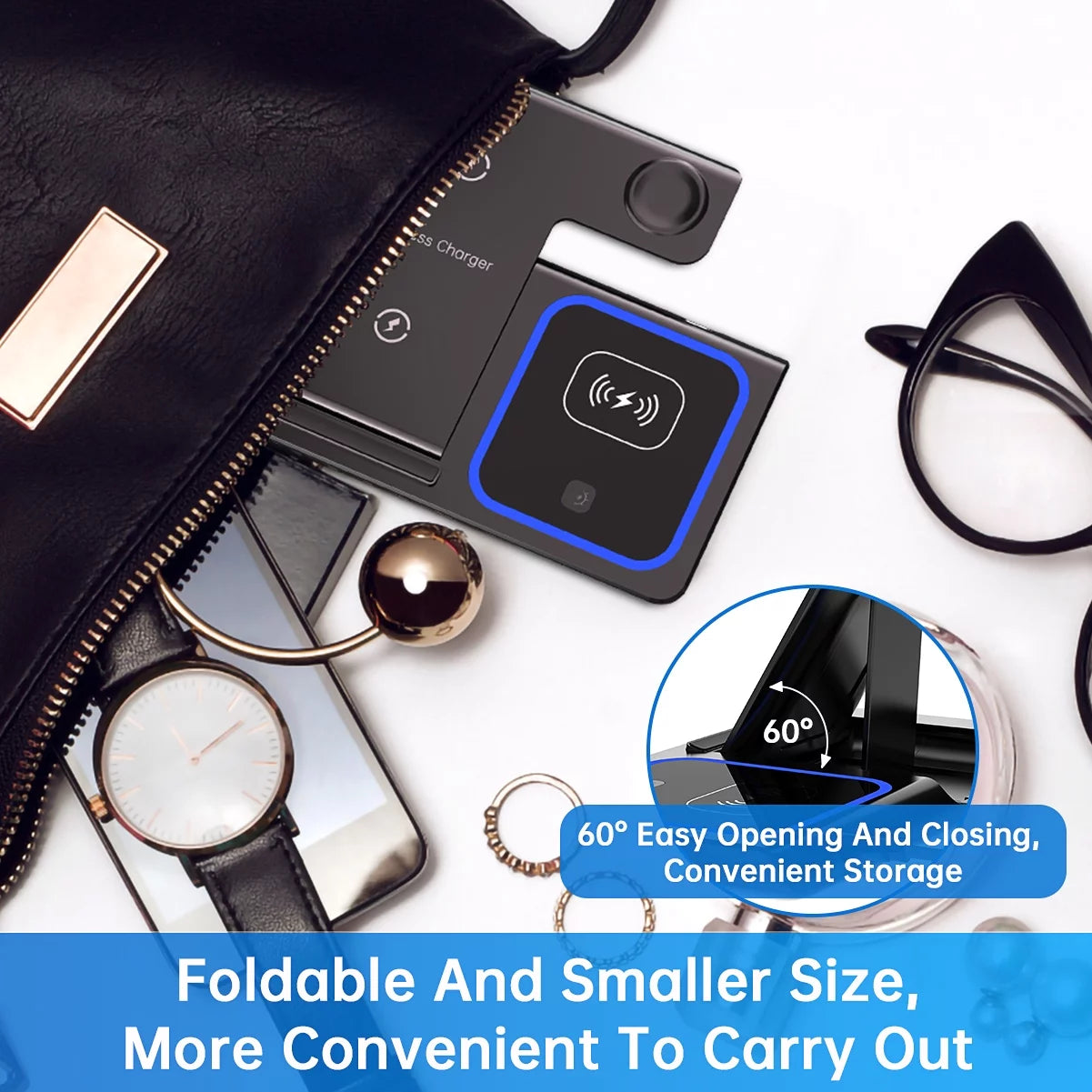 18W Fast Wireless Charging Station – 3-in-1 for iPhone, Apple Watch & AirPods with QC3.0 Adapter