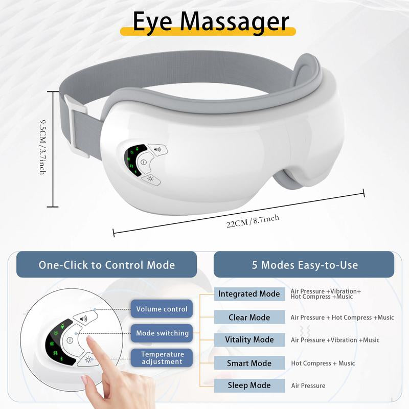 Rechargeable Foldable Eye Massager – 5 Modes for Relaxation, Perfect Gift for Christmas or Valentine’s Day, Portable Eye Care for Women & Men