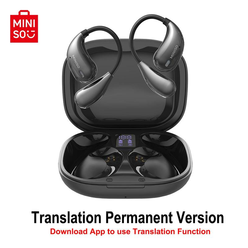 MINISO Wireless Open-Ear Earbuds – IPX5 Waterproof, Long-Range Connection, with Charging Case for Clear Audio