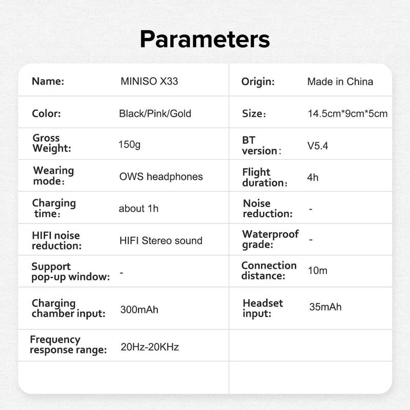 MINISO Wireless Open-Ear Earbuds – IPX5 Waterproof, Long-Range Connection, with Charging Case for Clear Audio