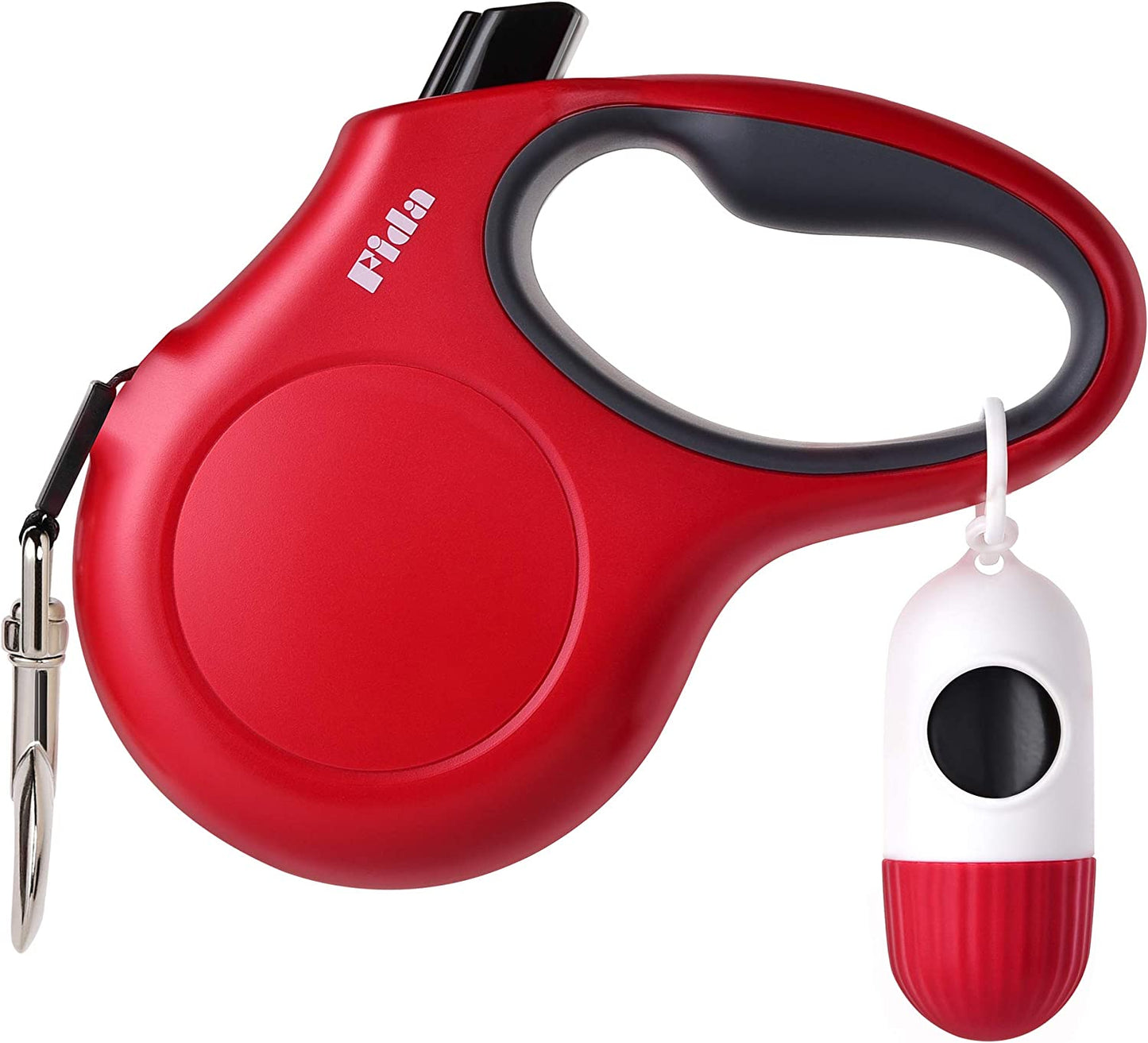 Retractable Dog Leash with Dispenser & Poop Bags – 16 Ft, Red