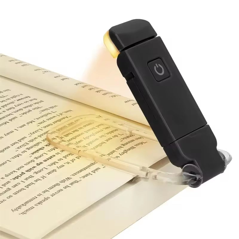 Portable LED USB Rechargeable Book Light – Eye-Friendly Clip-On Reading Lamp with Bookmark Feature