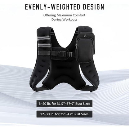 Adjustable Weighted Vest for Men & Women – Includes Weights, Perfect for Running, Training, Workout, Jogging & Walking