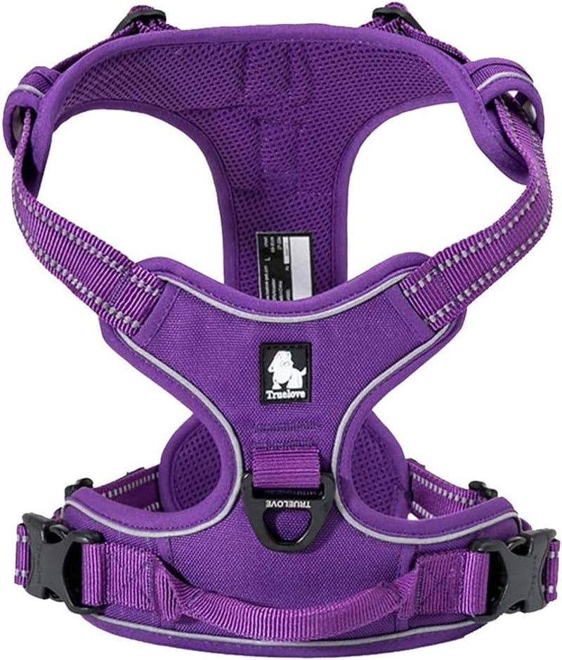 Truelove Adjustable No-Pull Dog Harness – Reflective, Comfortable Vest in Vibrant Colors (Purple, Size S)