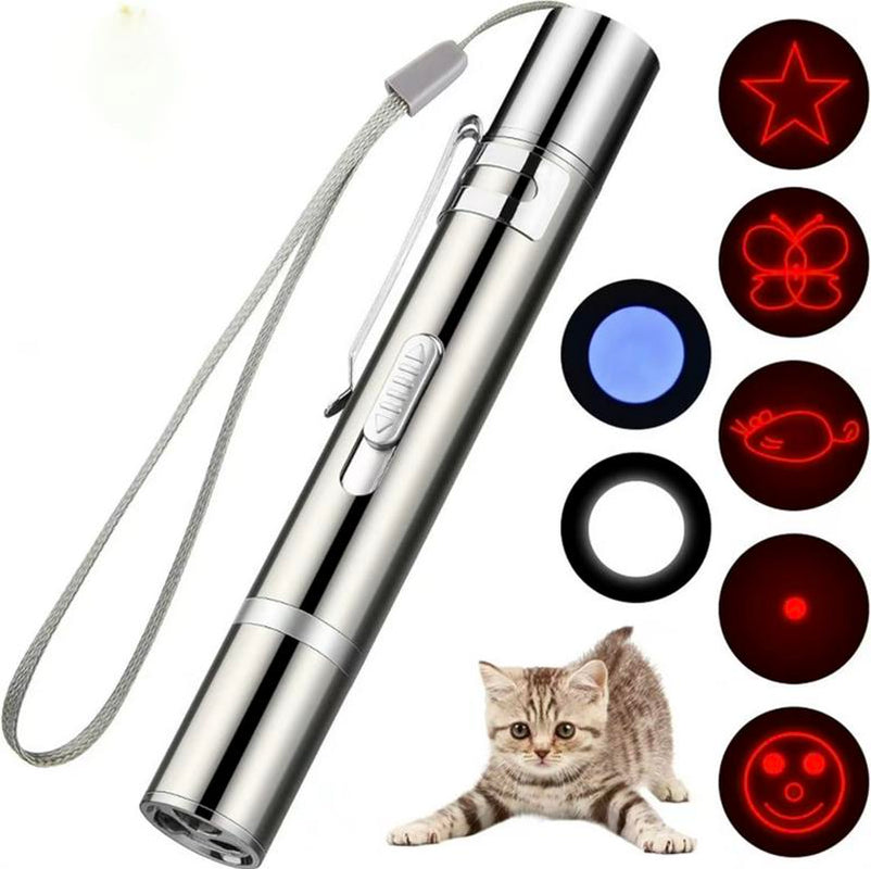 Laser Pointer Cat Toy – 5 Adjustable Patterns, USB Rechargeable, 3 Light Colors for Interactive Play & Training