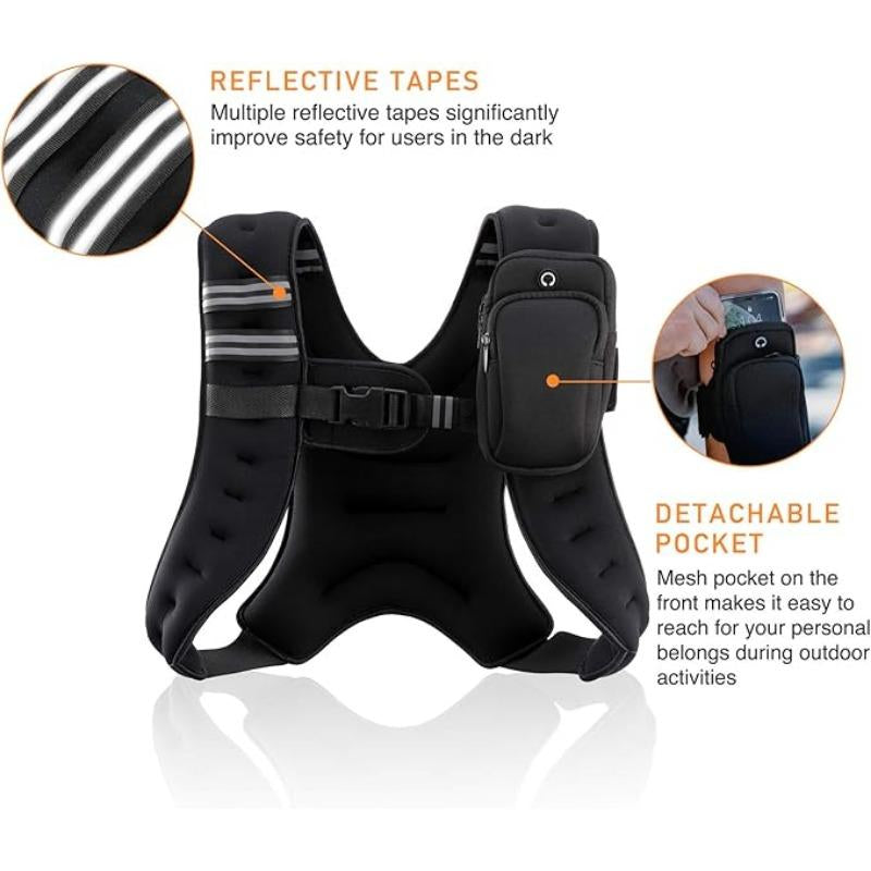 Adjustable Weighted Vest for Men & Women – Includes Weights, Perfect for Running, Training, Workout, Jogging & Walking