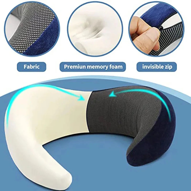 Portable Memory Foam Neck Pillow – U-Shaped Travel Cushion for Sleep, Camping, & Relaxation