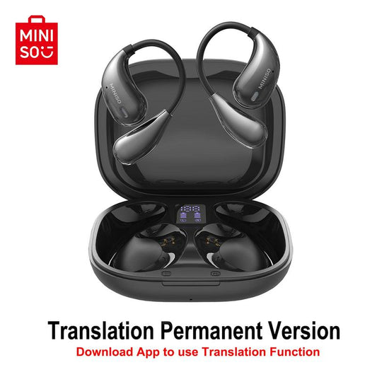 MINISO Wireless Open-Ear Earbuds – IPX5 Waterproof, Long-Range Connection, with Charging Case for Clear Audio